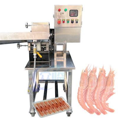 Guter Preis Effiziente gekochte Garnelen-Produktionslinie Garnelen-Bauch-Schneidemaschine Online
