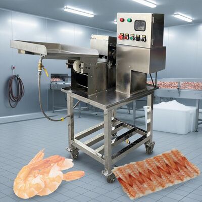 Guter Preis Hochstabiler automatischer Garnelenschneider, multifunktionale Garnelenschneidemaschine aus Edelstahl 304, Garnelenschneidemaschine für Meeresfrüchte online