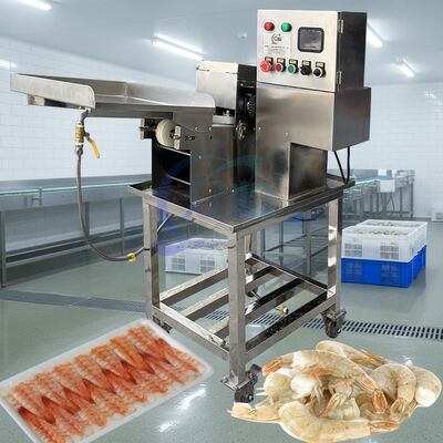 Guter Preis CE-Zertifizierung Sushi-Garnelen-Schneidemaschine, multifunktionale Garnelen-Verarbeitungsmaschine, 380-V-Garnelen-Schäl- und Schneidemaschine online