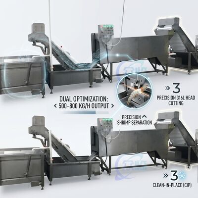 Guter Preis Portable Shrimp Head Screening Machine Anti-Korrosive SUS316 2000-2500KG 11,7KW 380V online