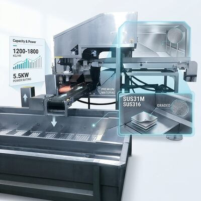 Guter Preis Lebensmittelechte Garnelenkopf-Trennschneidemaschine SUS304 2500-3000KG 5,5KW 440V für Lebensmittelverarbeitungsbetriebe online